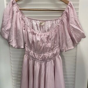 KISS THE SKY Pink Puff Sleeve Shimmer Mini Dress XL Coquette Princesscore